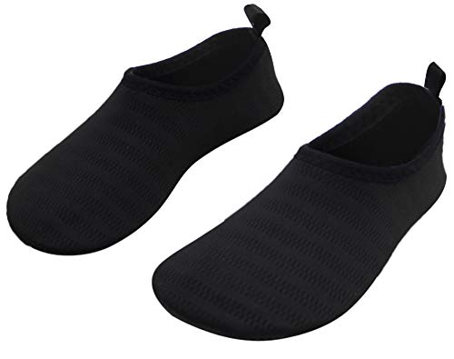 BomKinta Kids Water Shoes Boys Girls Quick Dry Non-Slip Aqua Socks for Beach Swimming Pool Black Size 1-2 M US Little Kid