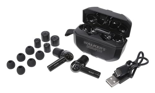 Walker's Disrupter Bluetooth Earbuds - Hunting Range Shooting Active Lifestyle Ear Protection Hearing Enhancement Noise-Cancelling Rechargeable Wireless Electronic Earbuds