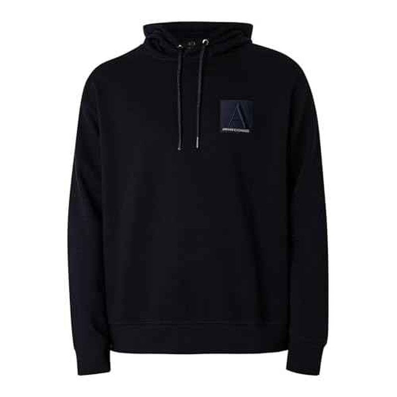 Armani Exchange mens Limited Edition a Line Logo Stretch Cotton Poly Hooded Drawstring Sweatshirt