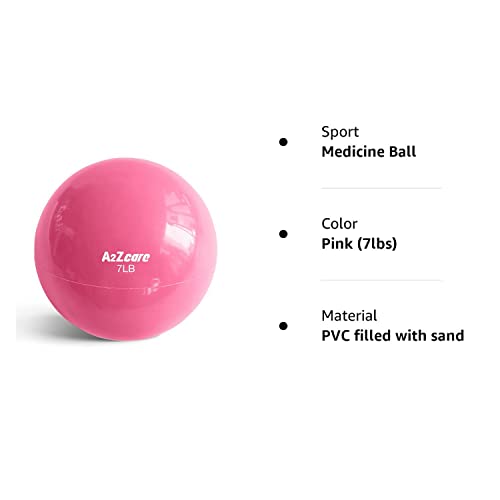 A2ZCARE Toning Ball - Weighted Toning Exercise Ball - Soft Weighted Medicine Ball for Pilates, Yoga, Physical Therapy and Fitness (Pink (7lbs))