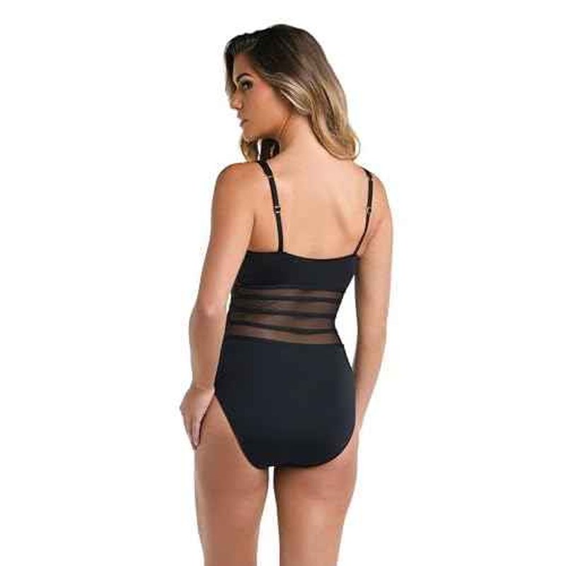 La Blanca Womens Island Goddess Mesh Over The Shoulder One Piece Swimsuit