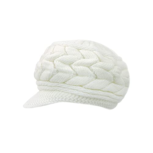 Winter Knit Beanies for Women, Warm Fleece Lined Women Thick Hat Slouchy Hat Cap with Brim