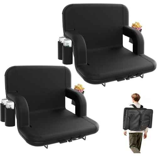 Stadium Seats with Back Support - Portable Bleacher Chairs with Back and Cushion, 6 Adjustable Positions Pdded Bleacher Seat for Sport Events Camping Fishing