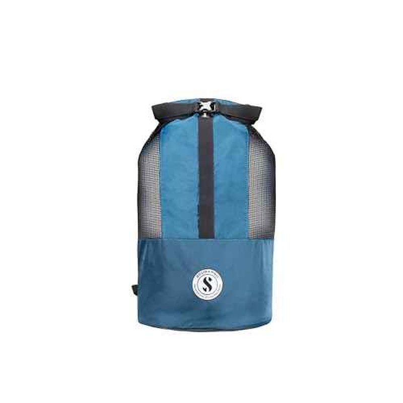 SCUBAPRO Sport 65 Mesh Dive Bag with Roll Top Closure and Side Zipper for Snorkeling and Scuba Diving Gear, Denim Blue Color Fabric