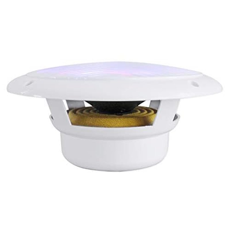 Rockville Pair RMC65LW 600W Peak / 75W RMS 2-Way White Marine Speakers, Multi-Color LED Lighting, Remote Control, Waterproof, Perfect for Boats and Outdoor Audio