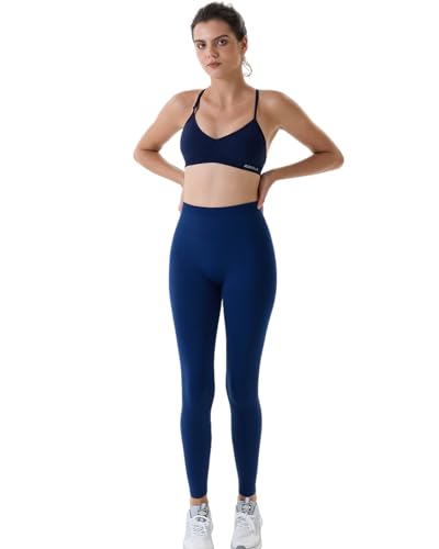 AUROLA Dream Marl Workout Leggings for Women Seamless Scrunch High Waist Gym Active Pants,M Deep Blue