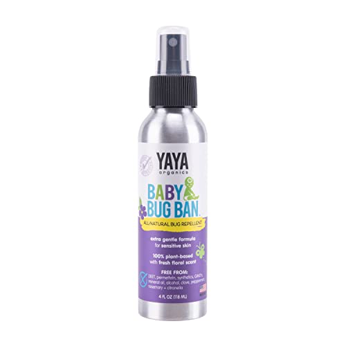 YAYA ORGANICS BABY BUG BAN – All-Natural, Proven Effective Repellent for Babies, Children and Sensitive Skin (4 ounce spray)