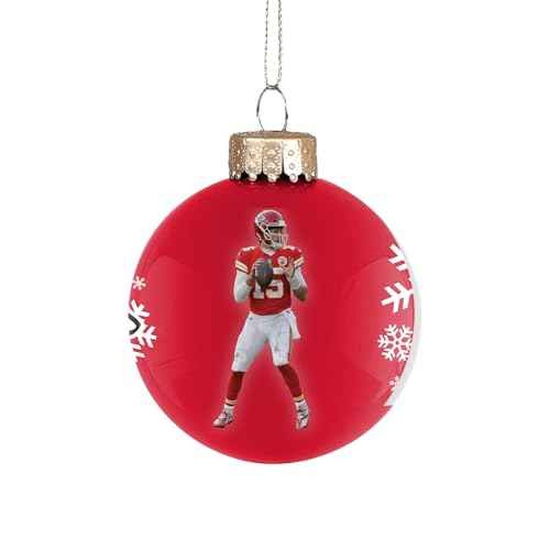 FOCO - Kansas City Chiefs Glass Ball Christmas Ornament - Patrick Mahomes