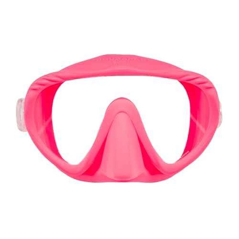 SCUBAPRO Ghost Scuba Dive Mask, Low-Volume Frameless Design w/Ultra Clear Single Lens, Silicone Skirt and Easy-Adjust Strap Buckles, Pink