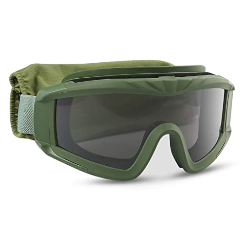 xaegistac Airsoft Goggles, Tactical Safety Goggles Anti Fog Military Eyewear with 3 Interchangable Lens for Paintball Riding Shooting Hunting Cycling (ArmyGreen)