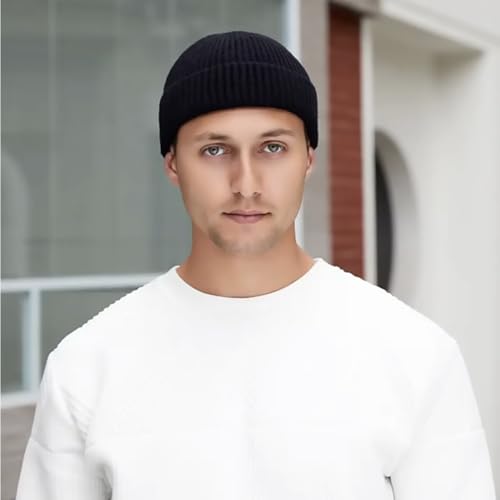 Knit Cuff Short Fisherman Beanie Hats for Men Women Trawler Beanie Winter Warm Watch Hats