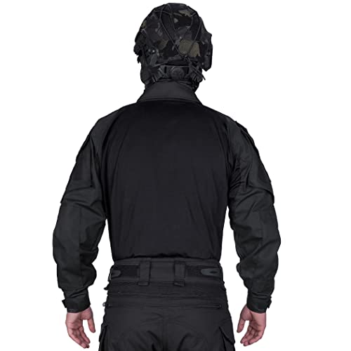 IDOGEAR Men G3 Combat Shirt with Elbow Pads Rapid Assault Long Sleeve Shirt Tactical Military Airsoft Clothing (Black, Small)