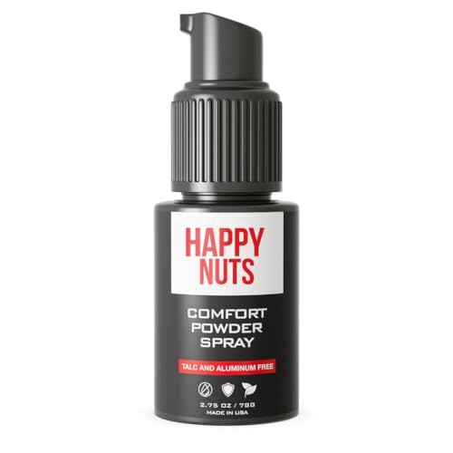 Happy Nuts Comfort Powder Spray: Anti Chafing & Mens Deodorant, Aluminum-Free, Sweat and Odor Control for Jock Itch, Groin and Men's Private Parts (1 Pack, Fragrance-Free)