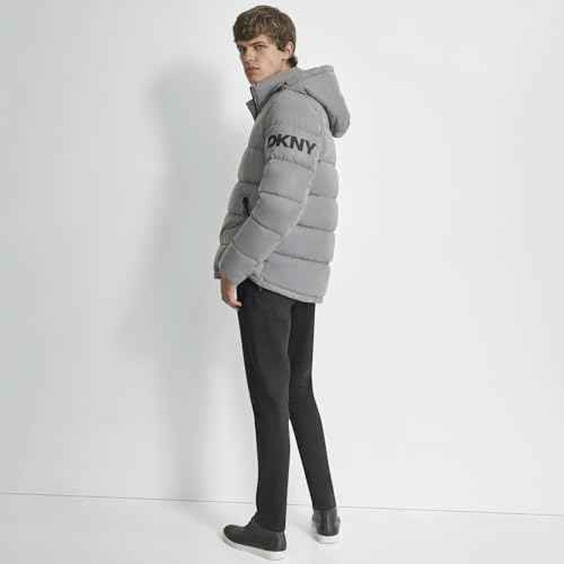 DKNY mens Water Resistant Hooded Puffer Durable Cold Weather Jacket