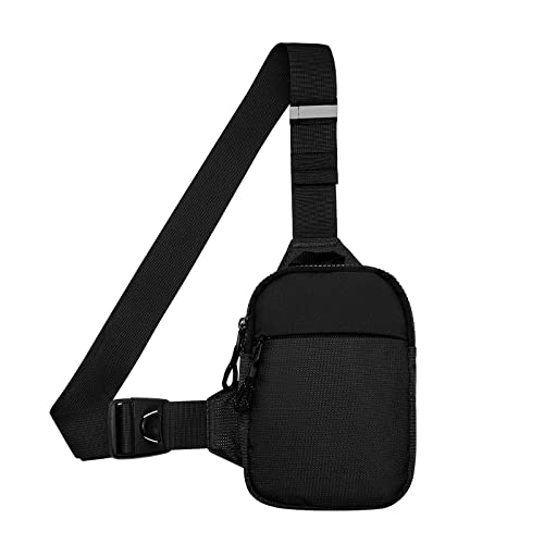 Long Keeper Mini Sling Bag - Men Women Small Waterproof Crossbody Bag Casual Phone Chest Bag for Travelling Hiking (Black - Mini (L*W*H = 13 * 3 * 19CM))