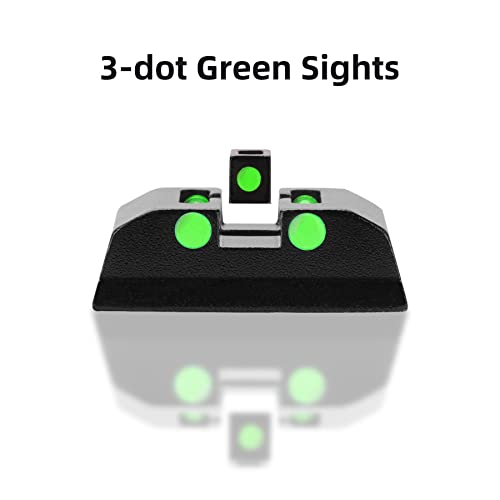 TRSAIM No-Tritium Fiber Optic Red/Green Sights for Pistol Taurus G2C, PT111, G3, TX22, G2, 709, G2S, PT140, 740, Taurus G2C Accessories Sights Set (Green Dot)