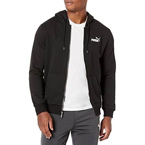 PUMA mens Essentials Full Zip Fleece Hoodie Hooded Sweatshirt, Cotton Black, Small US