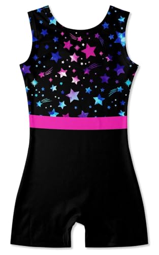 TUONROAD Leotards for Girls Gymnastics Size 8 Girls' Colorful Starry Gymnastics Biketards Size 7 Girl Sparkle Diamond Classic Quick Dry Tumblnig Clothes with Cover Short