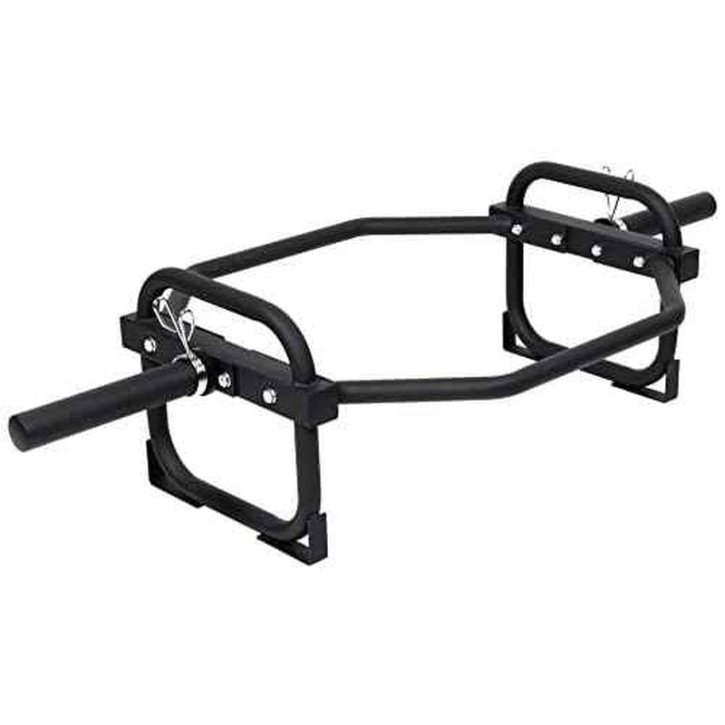 Fitvids Olympic 2-Inch Hex Weight Lifting Trap Bar for Strength Training, 500-Pound Capacity, Safety Clips, Home Gym for Shoulder Presses, Shrugs, Back Rows, Weightlifting