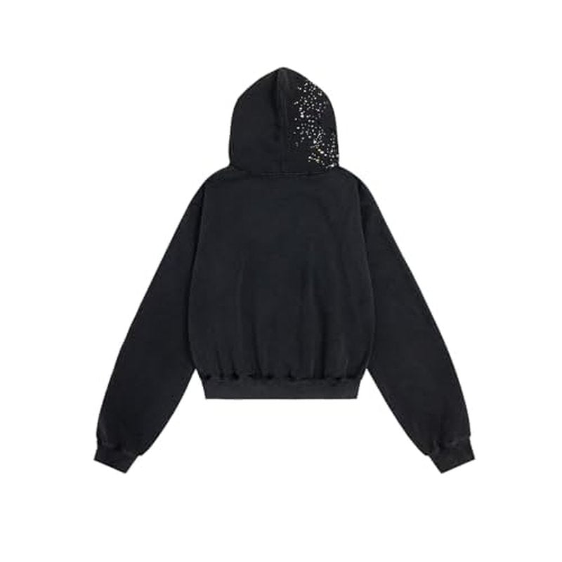 Aelfric Eden Star Rhinestone Zip Up Hoodies Womens Mens Casual Hooded Jackets Unisex Loose Crystal Y2K Pocket Sweatshirts
