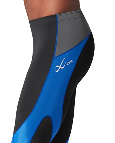 CW-X Men's Stabilyx Joint Support 3/4 Compression Tight, Black/Grey/Blue, Small