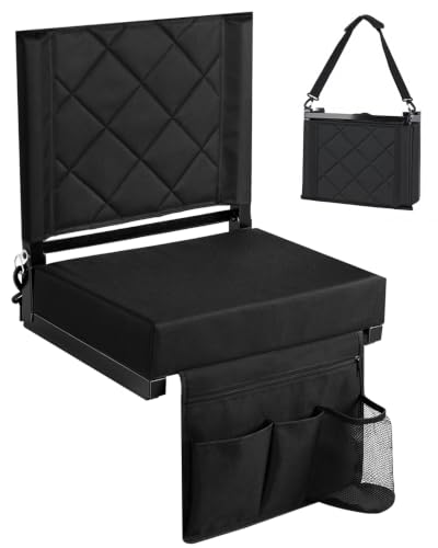 LWWTBS Stadium Seat with Back Support Black - Portable Bleacher Chair 1