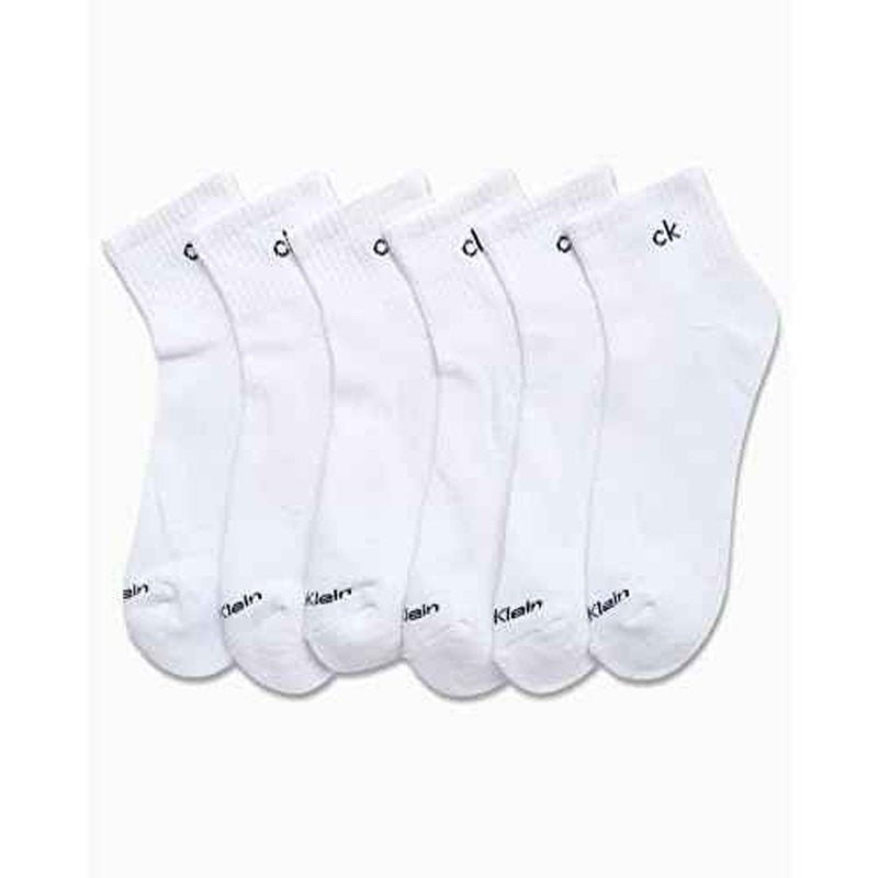 Calvin Klein Mens Quarter Socks - 6 Pack Cushioned Mini Crew Athletic Socks for Men, Ideal for Running, Sport, and Hiking