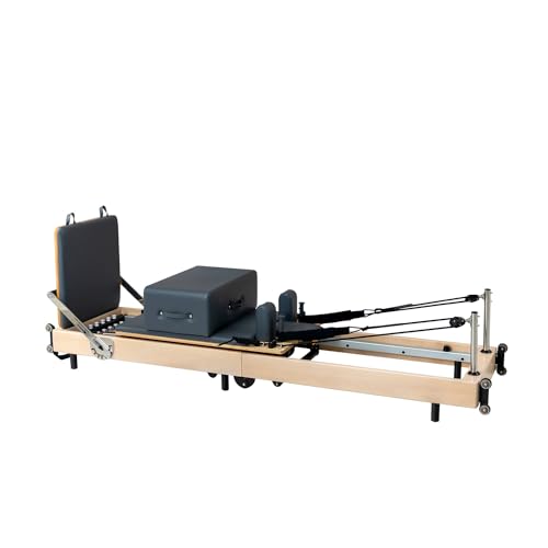 Foverós Pilates Reformer,Wood Foldable Pilates Machine & Equipment with Reformer Accessories, Reformer Box, Jump Board，Foot Strap