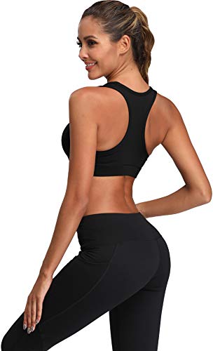 Oalka Women's Racerback Sports Fitness Support Workout Running Bras Black S