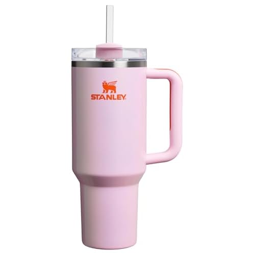 STANLEY Quencher H2.0 Tumbler with Handle and Straw 40 oz | Flowstate 3-Position Lid | Cup Holder Compatible for Travel | Insulated Stainless Steel Cup | BPA-Free | Rose Petal Shimmer