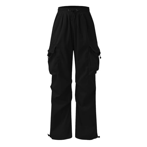 YWASYA work pants men,mens lounge pants with pockets,Cargo Pants for Men Baggy Parachute Pants Men Streetwear Y2K Joggers Drawstring Sweatpants Mens Lightweight Trousers