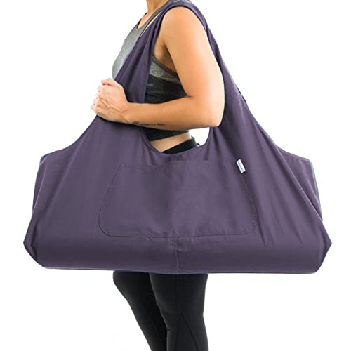 Yogiii Large Yoga Mat Carrier | The ORIGINAL YogiiiTotePRO Yoga Mat Bag | Yoga Bag for Mat and Blocks | Fits Most Size Mats (Imperial Purple)