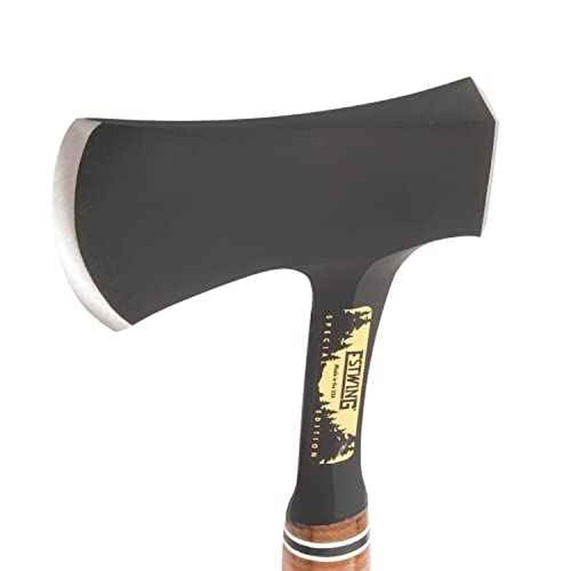 ESTWING Special Edition Sportsman's Axe - 14" Camping Hatchet with Forged Steel Construction & Genuine Leather Grip - E24ASEA