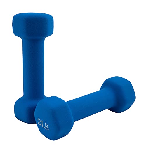 Saorzon Dumbbells Set of 2 Exercise Fitness Dumbbell for Home Gym Free Weights Hand Hex Dumb Bells Royal Blue 2LB