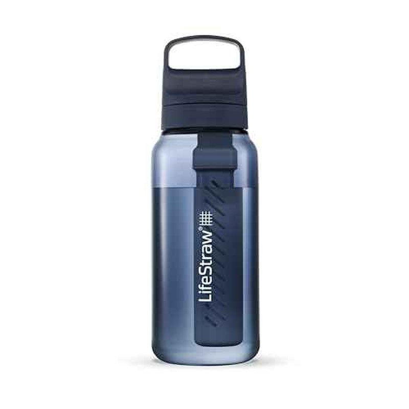 LifeStraw Go Series ? BPA-Free Water Filter Bottle for Travel and Everyday use removes Bacteria, parasites and microplastics, Improves Taste, 1L 2-Pack; Icelandic Blue and Aegean Sea