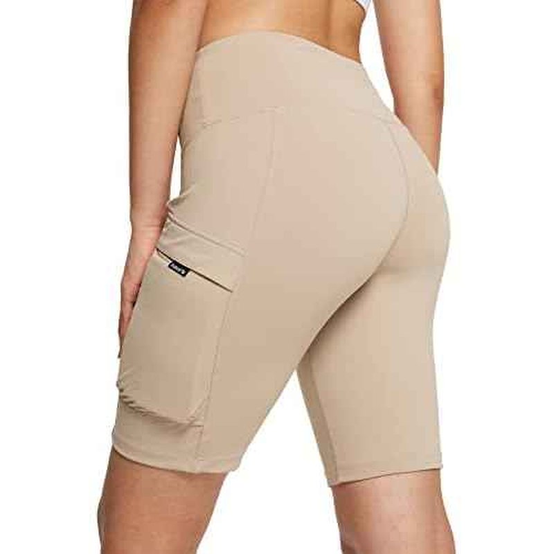 baleaf Women's Hiking Shorts High Waist Biker Shorts Close Fit Cargo Zip Pockets Running Outdoor Travel Workout