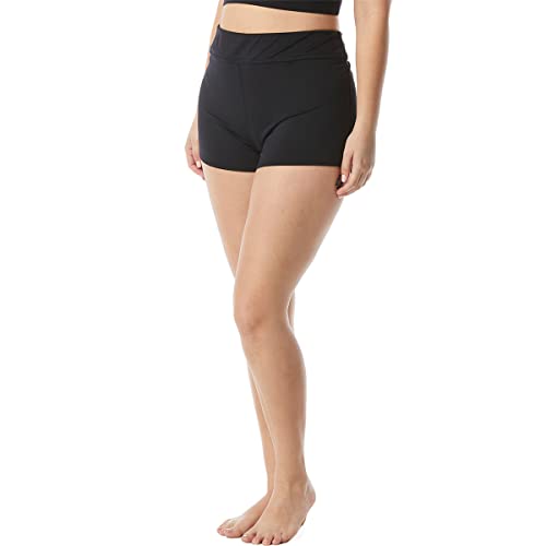 TYR Women's Standard Della Boyshort for Swimming, Yoga, Fitness, and Workout, Black, X-Small