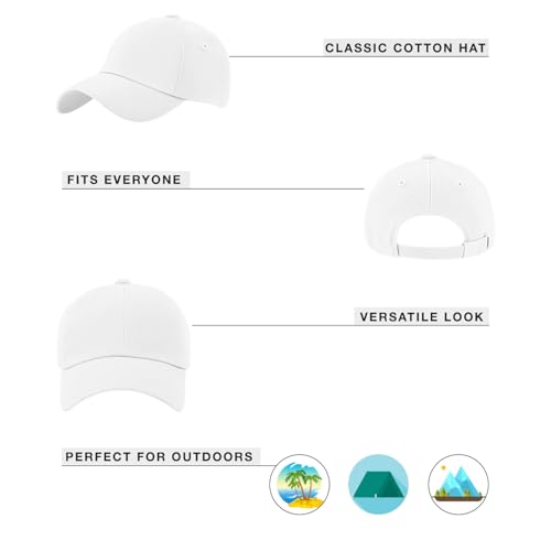 Baseball Cap for Men & Women - Unstructured Adjustable Classic Low Profile Plain Cap - 100% Cotton Dad Hat Trucker