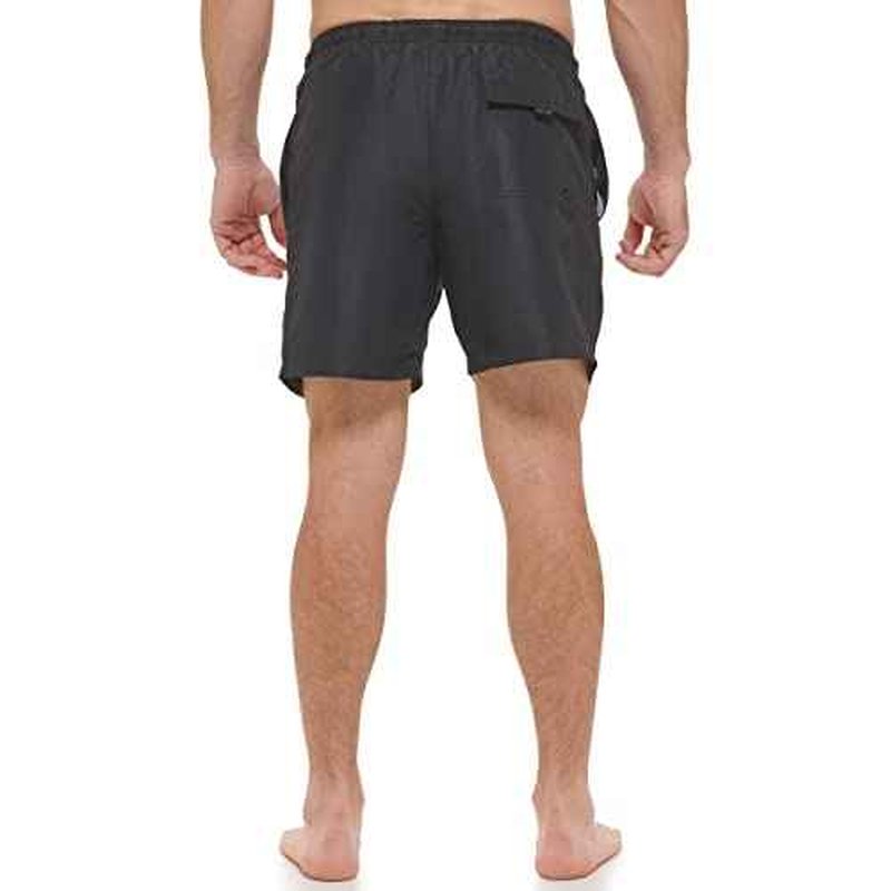 Calvin Klein Men's Standard UV Protected Quick Dry Drawstring Solid Swim Trunk, Black Pride, Large
