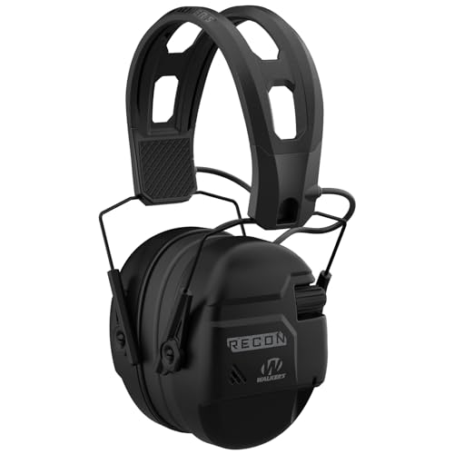 WALKER'S Recon Digital Muffs - Durable IPX4 Weather-Resistant HD Speakers Hunting Range Shooting Hearing Protection Electronic Muffs, 3.5mm Audio Jack, 2 AAA Batteries Included, Black