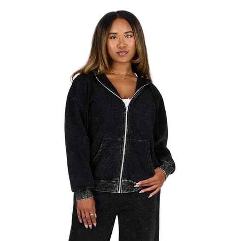 Forever 21 womens Oversized Zip-up Enzyme Wash Hoodie