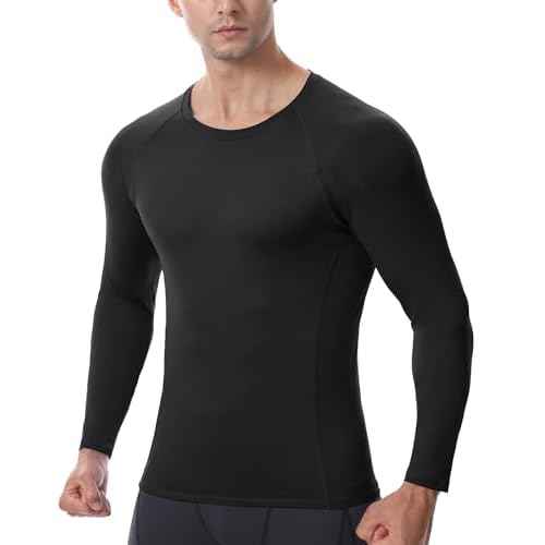 Men's Long Sleeve Compression Shirt, Quick Dry Athletic Base Layer Top, Skins Fit Football Running Workout Undershirt