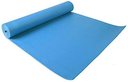 Signature Fitness All-Purpose 1/4-Inch High Density Anti-Tear Exercise Yoga Mat with Carrying Strap, Blue