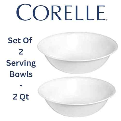 Corelle 12-1/4-Inch Serving Platter, Winter Frost White - 2-Pack with 2-Quart Serving Bowl, Winter Frost White 2PK - Bundle Set of 4