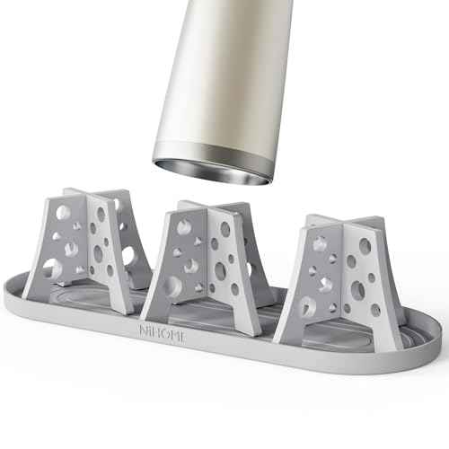 NiHome Silicone Water Bottle Drying Racks Set of 3 with Drip Tray,Cheese Style for Faster Drying,Bottle Dryer Racks Fit for Stanley YETI Cups Owala Sports Bottle Baby Bottle Thermoses Mugs