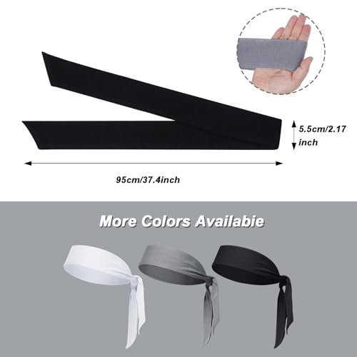 Sucrain 3pcs Head Ties Headband Sports Sweatband Adjustable Ninja Karate Head Band Sweat Wicking Workout Headband for Men Women Basketball, Running, Tennis, Athletics