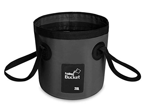 BANCHELLE Collapsible Bucket Water Container Portable Folding Camp Wash Basin for Outdoor Traveling Hiking Fishing Car Washing Gardening Camping (Black, 20L)