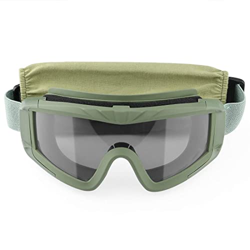 xaegistac Airsoft Goggles, Tactical Safety Goggles Anti Fog Military Eyewear with 3 Interchangable Lens for Paintball Riding Shooting Hunting Cycling (ArmyGreen)