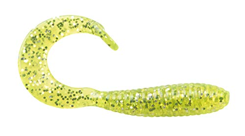 Bobby Garland Hyper Grub Curly-Tail Swim-Bait Crappie Fishing Lure, Accessories for Freshwater Fishing, 2", Pack of 18, Chartreuse Silver