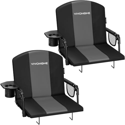 VIVOHOME Stadium Seats with Back Support - Black & Gray Bleacher Chairs for Sports Events